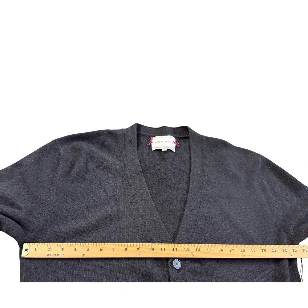 NEW Lingua Franca Black 100% Cashmere I Love NY Hand Stitched Cardigan XL - Picture 4 of 8